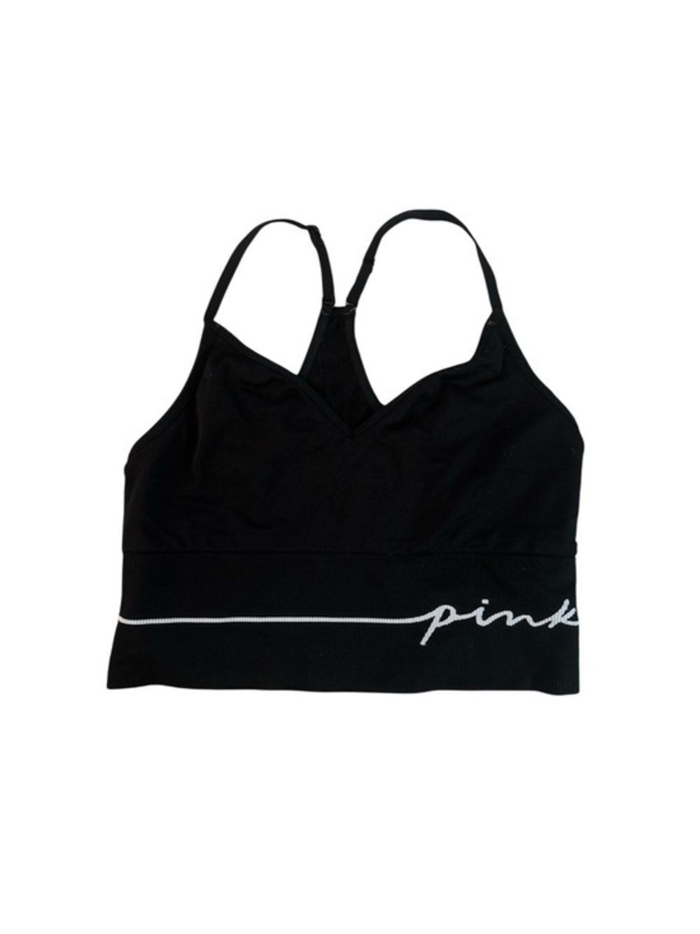 PINK Victoria's Secret Black Seamless Sports Bralette Activewear Crop Top Bra